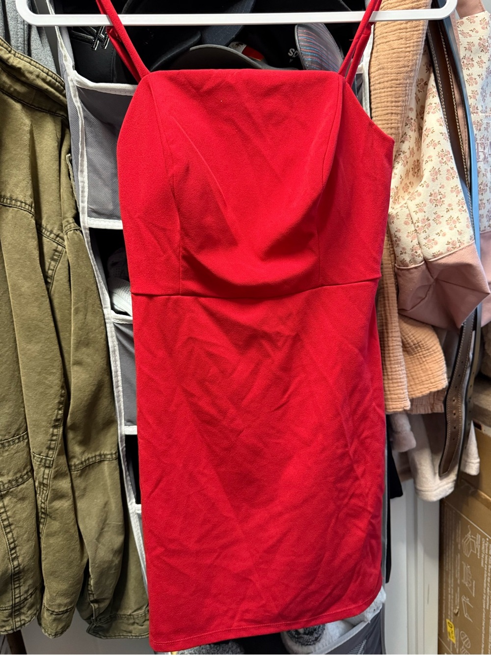 Elegant Red Spaghetti-Strap Mini Dress